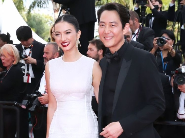 Raline Shah Berpose Bareng Lee Jung Jae di Red Carpet Cannes Film Festival