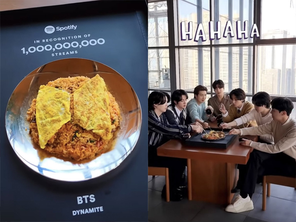 BTS Rayakan Plakat 1 Miliar Streaming Spotify untuk Makan Bibimbap
