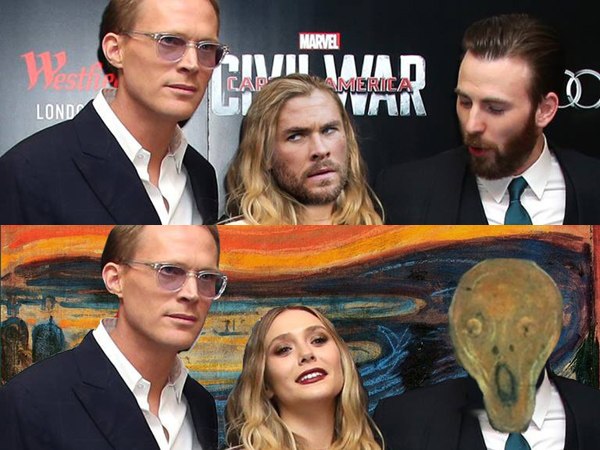 Jadi Viral, Netizen Buat Meme Kocak Pandangan Nakal Chris Evans Ke Dada Elizabeth Olsen