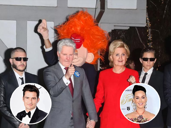 Rayakan Halloween, Katy Perry-Orlando Bloom Jadi Hillary Clinton dan Donald Trump!