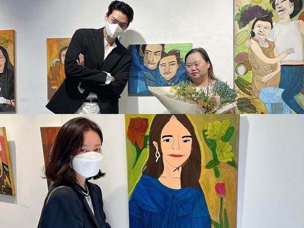 Kim Woo Bin dan Han Ji Min Berikan Dukungan Untuk Pameran Seni Jung Eun Hye