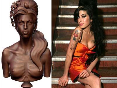 Amy Winehouse Diabadikan Jadi Patung Topless