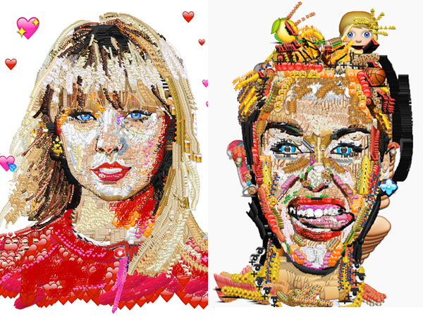 Keren, Potret Taylor Swift dan Miley Cyrus Dibuat dari Simbol Emoji!