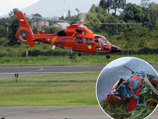 Penampakan Helikopter Basarnas yang Jatuh dan Hancur Saat Pantau Letusan Kawah Sileri