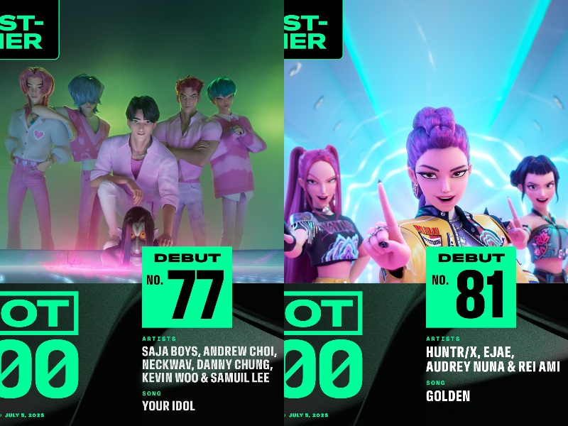 Saja Boys dan HUNTR/X 'KPop Demon Hunters' Sukses Debut di Chart Billboard Hot 100