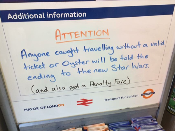Unik! Stasiun London Ancam Bocorkan Cerita ‘Star Wars’ Untuk Penumpang Tanpa Tiket!
