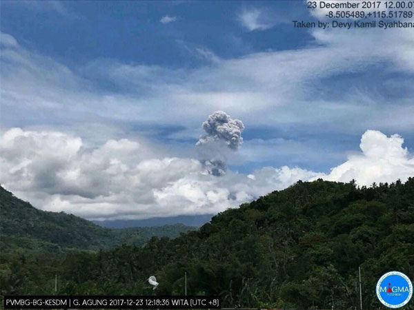 Gunung Agung Kembali Erupsi dan Semburkan Asap Hingga 2.500 meter!