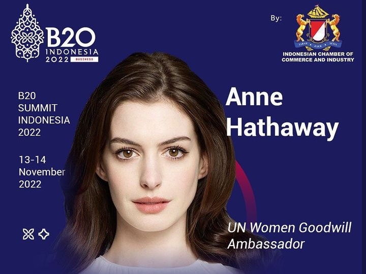 Anne Hathaway Jadi Pembicara B20 Summit di Bali