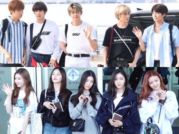 Lucunya Member ITZY dan TXT Pakai Outfit Senada di Bandara