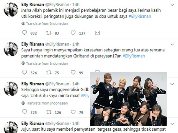 Elly Risman Minta Maaf Atas Cuitannya Sebut SNSD Sebagai Simbol Seks