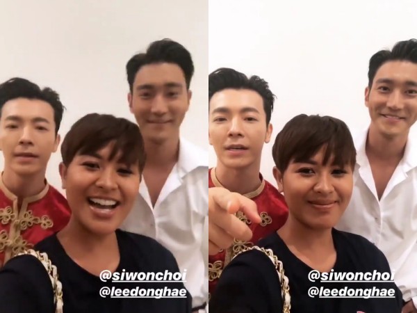 Dira Sugandi Unggah Video Bareng Siwon dan Donghae di Belakang Panggung Super Show