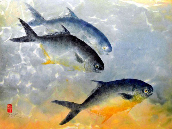 Contoh Lukisan Seekor Ikan Di Atas Papan Pemotong