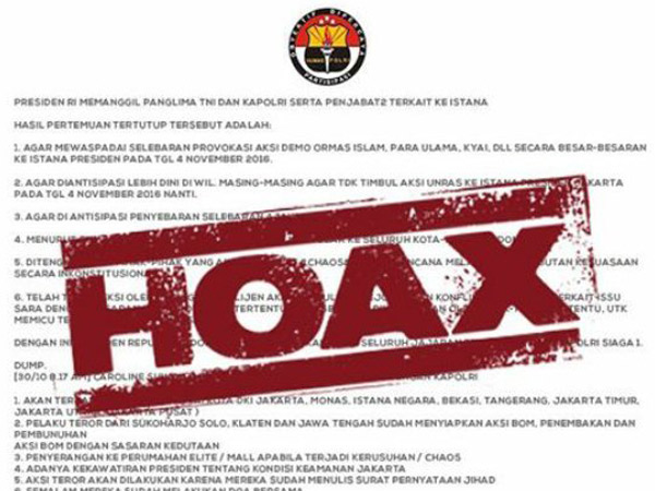 Jangan Terprovokasi, Ini Sederet Info 'Hoax' Terkait Demo 4 November