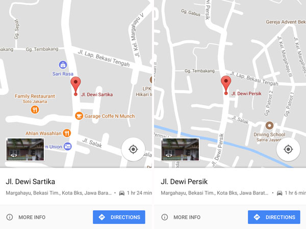 Penjelasan Google Soal Perubahan Nama Jalan Dewi Sartika Jadi Dewi Persik di Bekasi