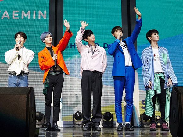 SHINee Tayangkan Ucapan Terima Kasih di Hari #SHINee10thAnniversary Lewat Layar Raksasa COEX Artium