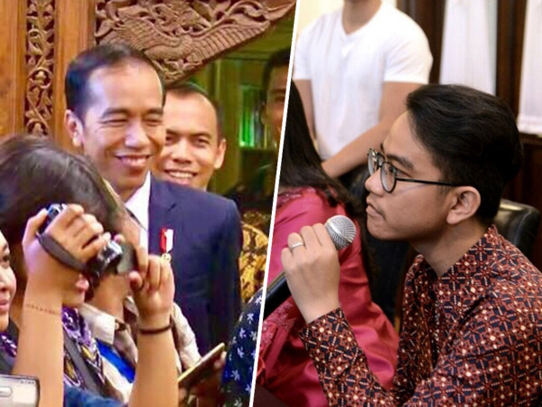 Kocaknya Aksi 'Nyempil' Jokowi Saat Pantau Anaknya Perdana Jadi Jubir Keluarga