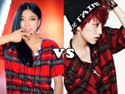 Kaus Tartan Luna 'f(x)' VS Jiyoung 'KARA', Siapa Lebih Stylish?