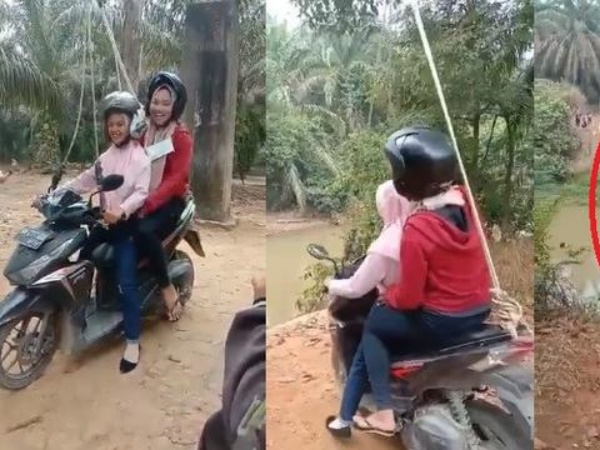 Alasan Viral Dua ABG Memilih Naik 'Flying Fox Motor' Untuk Menyeberangi Sungai.