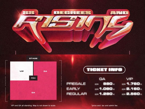 Tiket Konser 88 DEGREES & RISING di Jakarta Dijual Mulai 880 Ribu