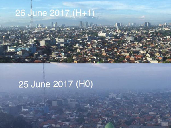 Viral Foto Perbedaan Jelas Langit Jakarta Sebelum dan Sesudah Lebaran