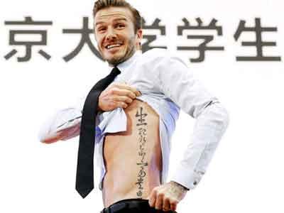 Hadir Di China, Beckham Pamerkan Tato Aksara China