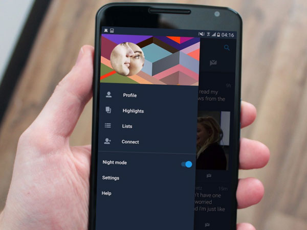 Modus Malam di Twitter Android Bakal Bisa Dipasang Otomatis!