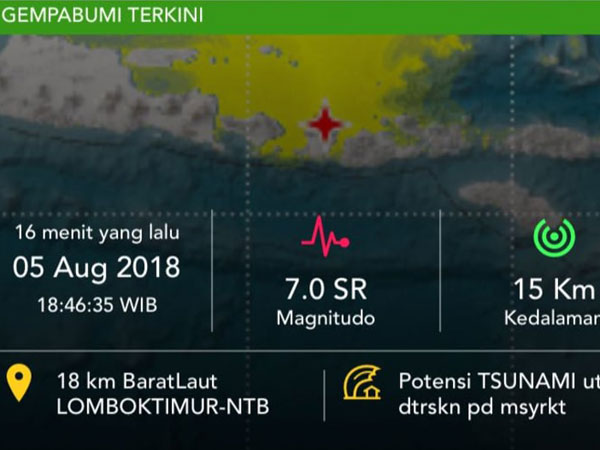 14 Kali Susulan Gempa Besar Lombok, Tsunami Telah Masuk Ke Daratan