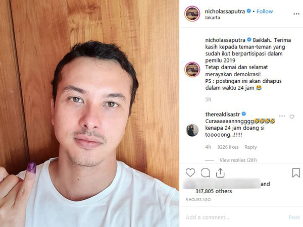 Jangan Sedih! Foto Selfie yang Dihapus Nicholas Saputra Dipajang di Foto Profil