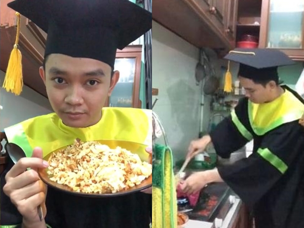 Aksi Mahasiswa Ini Viral Karena Wisuda Sambil Masak Nasi Goreng