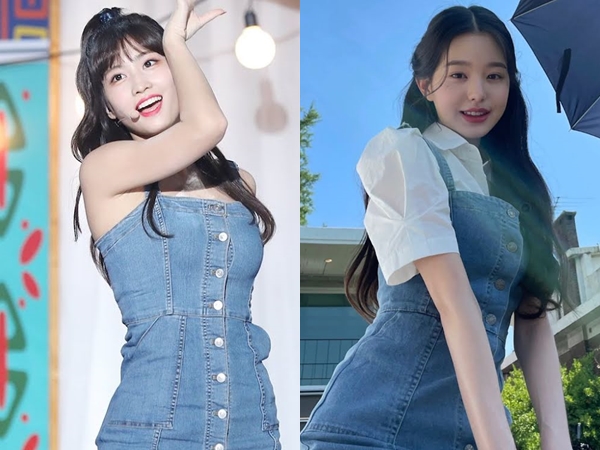 Momo TWICE dan Jang Won Young Pakai Dress Denim Sama, Who Wore It Better?