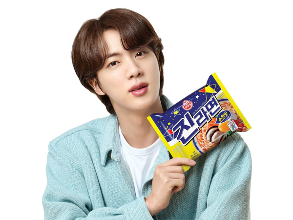 Punya Nama yang Sama, Jin BTS Resmi Jadi Model Baru Merek Ramyun Lokal