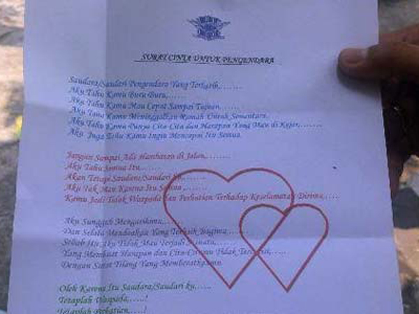 Polres Jakbar Berikan Surat Cinta Kepada Pengendara Ketimbang Surat Tilang, Ini Isinya